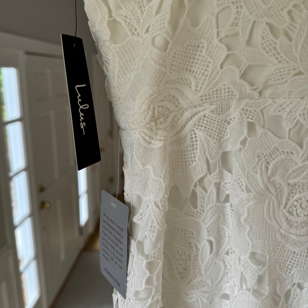 Lulu’s Nora Lee White Sleeveless Lace Midi Dress With Pockets - Picture 11 of 12